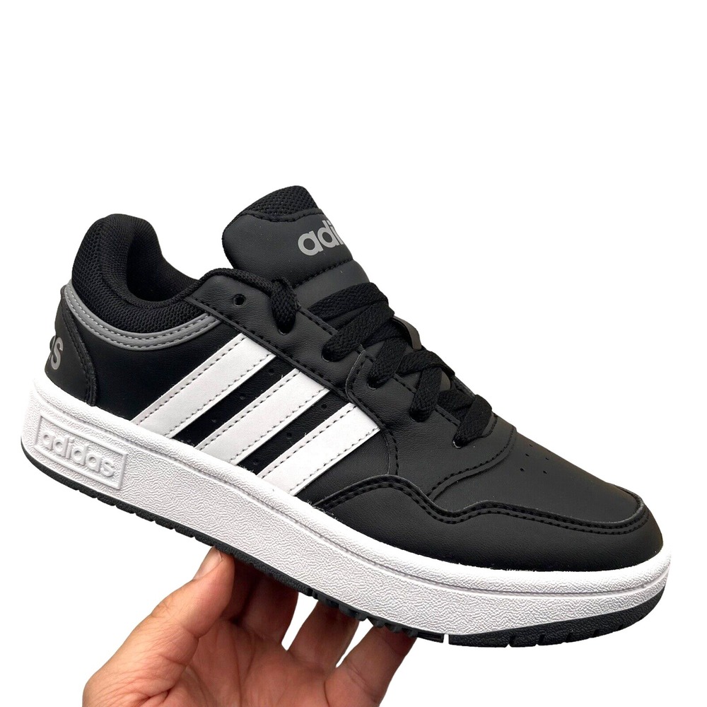 Adidas Hoops 3.0 Womens Low Top Basketball Shoes Size 4.5 Black White Straps